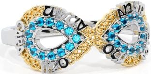 Topaz Gold Silver Infinity Irish "My Soul Mate" Ring
