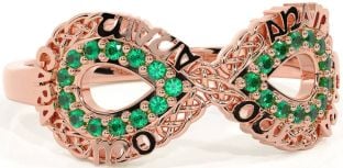 Emerald Rose Gold Silver Infinity Irish "My Soul Mate" Ring