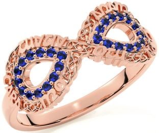 Sapphire Rose Gold Silver Infinity Irish "My Soul Mate" Ring