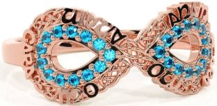 Topaz Rose Gold Silver Infinity Irish "My Soul Mate" Ring