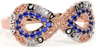 Sapphire Rose Gold Silver Infinity Irish "My Soul Mate" Ring