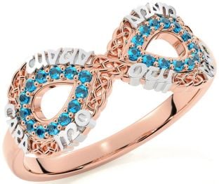 Topaz Rose Gold Silver Infinity Irish "My Soul Mate" Ring