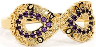 Alexandrite Gold Silver Infinity Irish "My Soul Mate" Ring