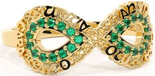 Emerald Gold Silver Infinity Irish "My Soul Mate" Ring