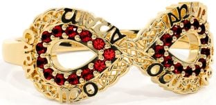 Garnet Gold Silver Infinity Irish "My Soul Mate" Ring