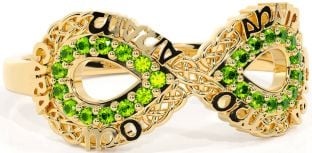Peridot Gold Silver Infinity Irish "My Soul Mate" Ring