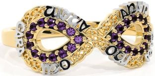 Alexandrite Gold Silver Infinity Irish "My Soul Mate" Ring