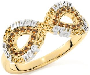 Citrine Gold Silver Infinity Irish "My Soul Mate" Ring