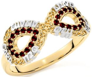 Garnet Gold Silver Infinity Irish "My Soul Mate" Ring