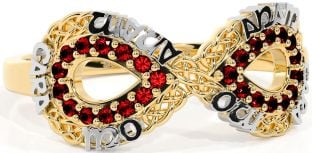 Garnet Gold Silver Infinity Irish "My Soul Mate" Ring