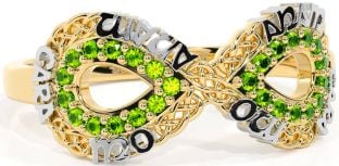 Peridot Gold Silver Infinity Irish "My Soul Mate" Ring