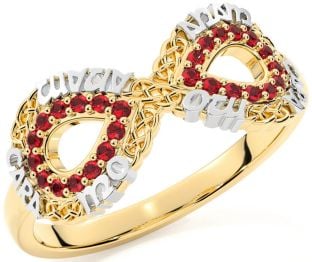 Ruby Gold Silver Infinity Irish "My Soul Mate" Ring