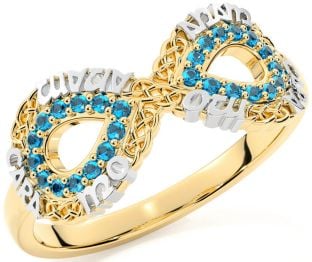 Topaz Gold Silver Infinity Irish "My Soul Mate" Ring