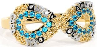 Topaz Gold Silver Infinity Irish "My Soul Mate" Ring
