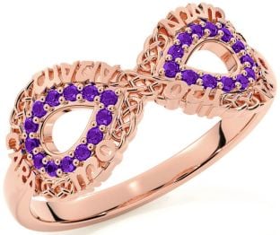 Amethyst Rose Gold Infinity Irish "My Soul Mate" Ring