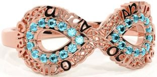 Aquamarine Rose Gold Infinity Irish "My Soul Mate" Ring