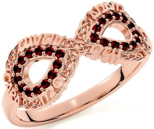 Garnet Rose Gold Infinity Irish "My Soul Mate" Ring