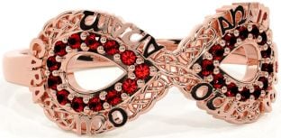 Garnet Rose Gold Infinity Irish "My Soul Mate" Ring