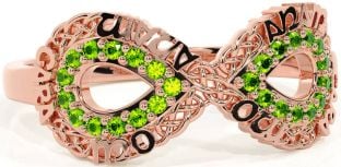 Peridot Rose Gold Infinity Irish "My Soul Mate" Ring