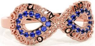 Sapphire Rose Gold Infinity Irish "My Soul Mate" Ring