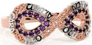Alexandrite White Rose Gold Infinity Irish "My Soul Mate" Ring