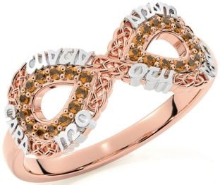 Citrine White Rose Gold Infinity Irish "My Soul Mate" Ring