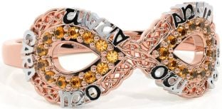 Citrine White Rose Gold Infinity Irish "My Soul Mate" Ring