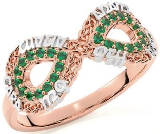 Emerald White Rose Gold Infinity Irish "My Soul Mate" Ring