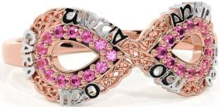 Pink Tourmaline White Rose Gold Infinity Irish "My Soul Mate" Ring