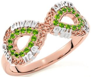 Peridot White Rose Gold Infinity Irish "My Soul Mate" Ring