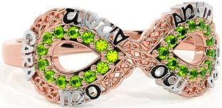 Peridot White Rose Gold Infinity Irish "My Soul Mate" Ring