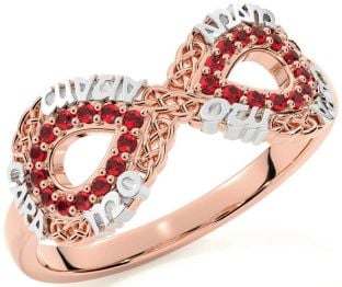 Ruby White Rose Gold Infinity Irish "My Soul Mate" Ring