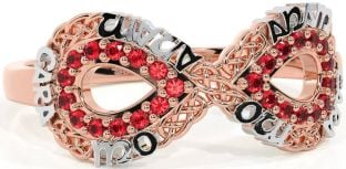 Ruby White Rose Gold Infinity Irish "My Soul Mate" Ring