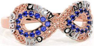 Sapphire White Rose Gold Infinity Irish "My Soul Mate" Ring