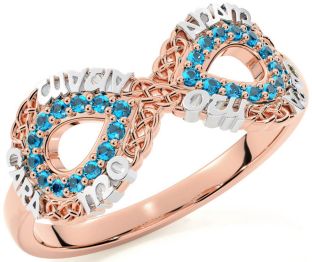 Topaz White Rose Gold Infinity Irish "My Soul Mate" Ring