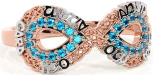 Topaz White Rose Gold Infinity Irish "My Soul Mate" Ring