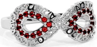 Garnet Silver Infinity Irish "My Soul Mate" Ring