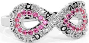 Pink Tourmaline Silver Infinity Irish "My Soul Mate" Ring