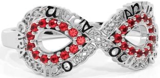 Ruby Silver Infinity Irish "My Soul Mate" Ring