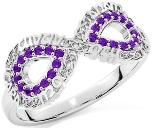Amethyst White Gold Infinity Irish "My Soul Mate" Ring