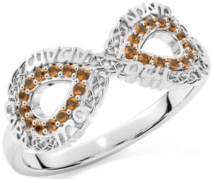 Citrine White Gold Infinity Irish "My Soul Mate" Ring