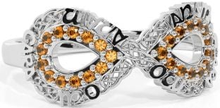 Citrine White Gold Infinity Irish "My Soul Mate" Ring