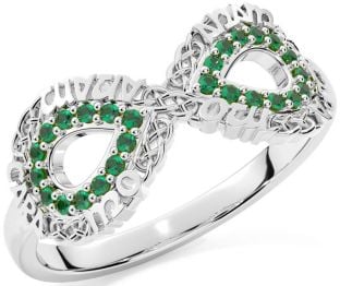Emerald White Gold Infinity Irish "My Soul Mate" Ring
