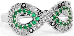 Emerald White Gold Infinity Irish "My Soul Mate" Ring