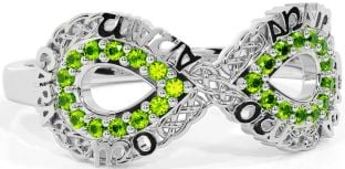 Peridot White Gold Infinity Irish "My Soul Mate" Ring