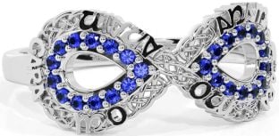 Sapphire White Gold Infinity Irish "My Soul Mate" Ring