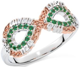 Emerald White Rose Gold Infinity Irish "My Soul Mate" Ring