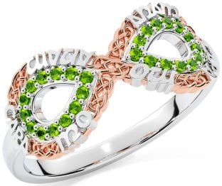 Peridot White Rose Gold Infinity Irish "My Soul Mate" Ring