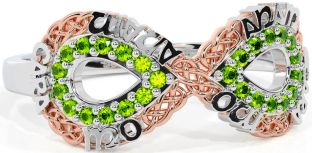 Peridot White Rose Gold Infinity Irish "My Soul Mate" Ring