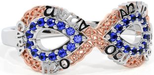Sapphire White Rose Gold Infinity Irish "My Soul Mate" Ring